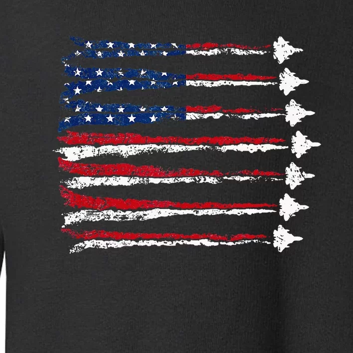 Fighter Jet Airplane Usa Flag Toddler Sweatshirt