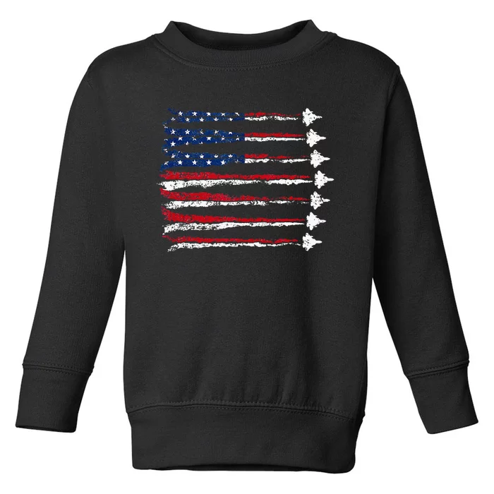 Fighter Jet Airplane Usa Flag Toddler Sweatshirt