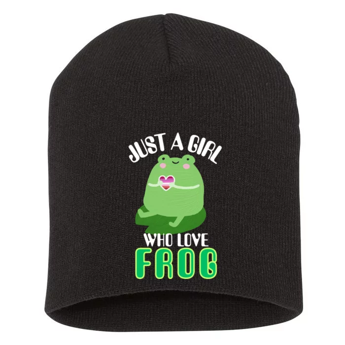 Frog Just A Girl Who Loves Frogs Funny Frog Lover Gift Short Acrylic Beanie