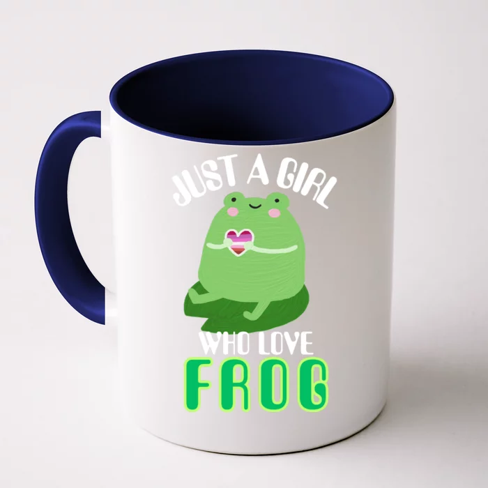 Frog Just A Girl Who Loves Frogs Funny Frog Lover Gift Front & Back Coffee Mug