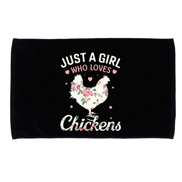 Funny Just A Who Loves Chickens Floral Farmer Microfiber Hand Towel