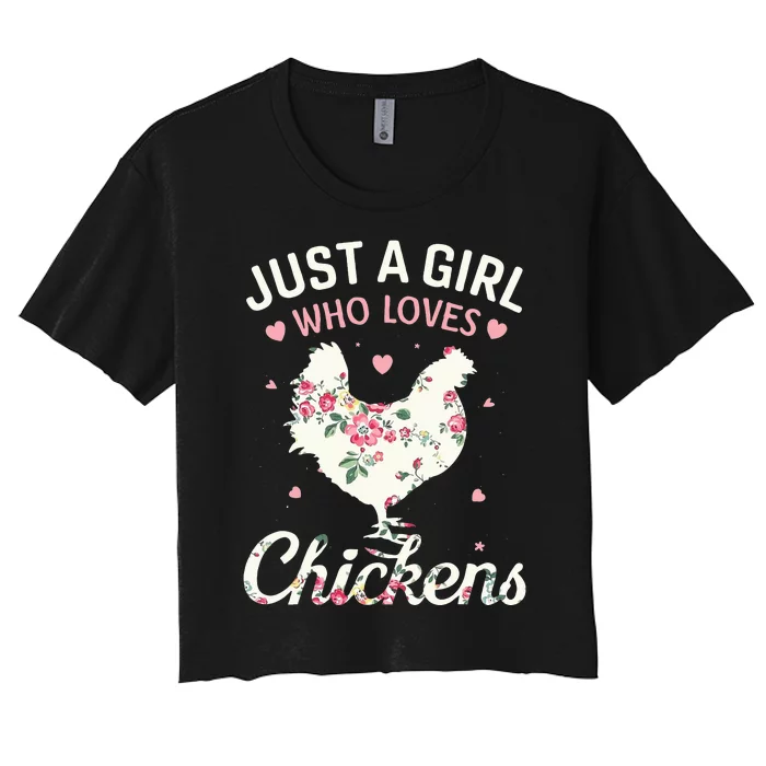 Funny Just A Who Loves Chickens Floral Farmer Women's Crop Top Tee