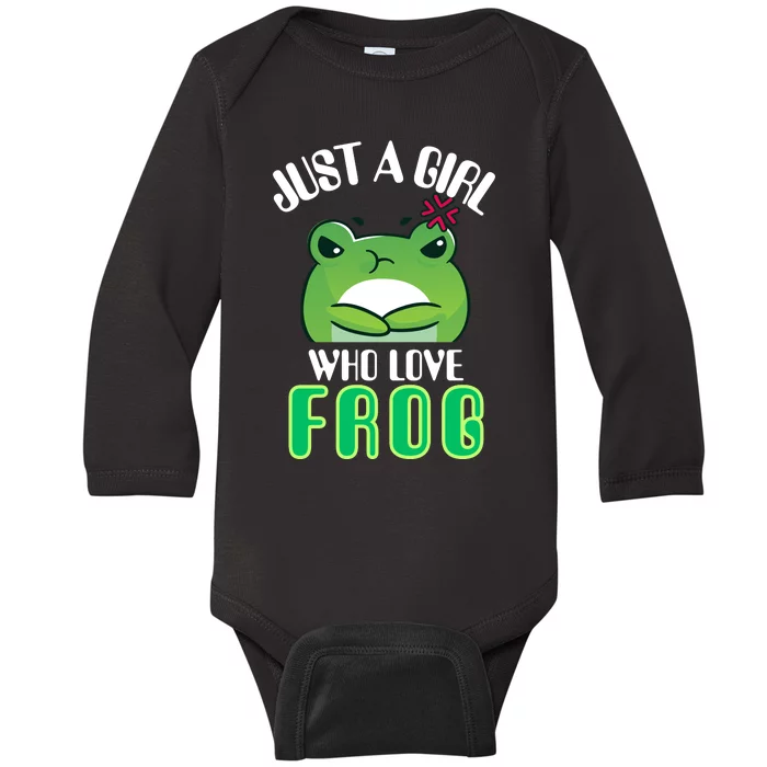 Frog Just A Girl Who Loves Frogs Funny Frog Lover Gift Baby Long Sleeve Bodysuit