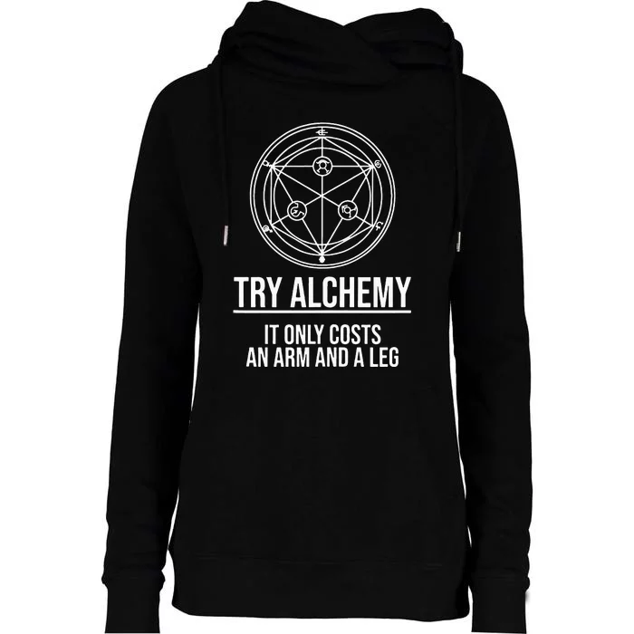 Funny Japanese Anime Gift Try Alchemy Womens Funnel Neck Pullover Hood