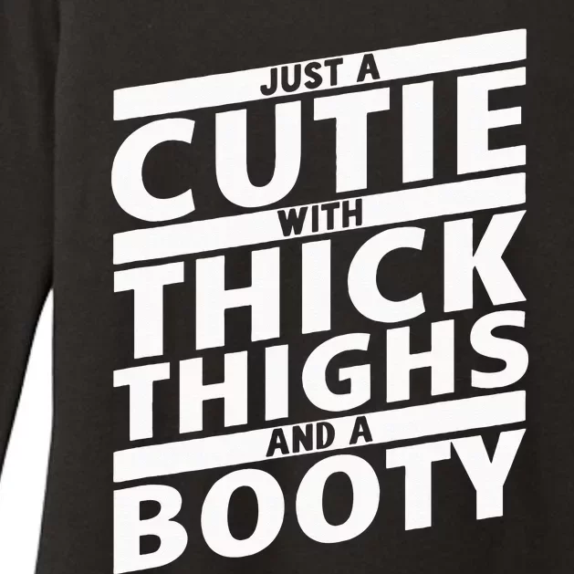 Funny Just A Cutie With Thick Thighs And A Booty Gym Wear Womens CVC Long Sleeve Shirt