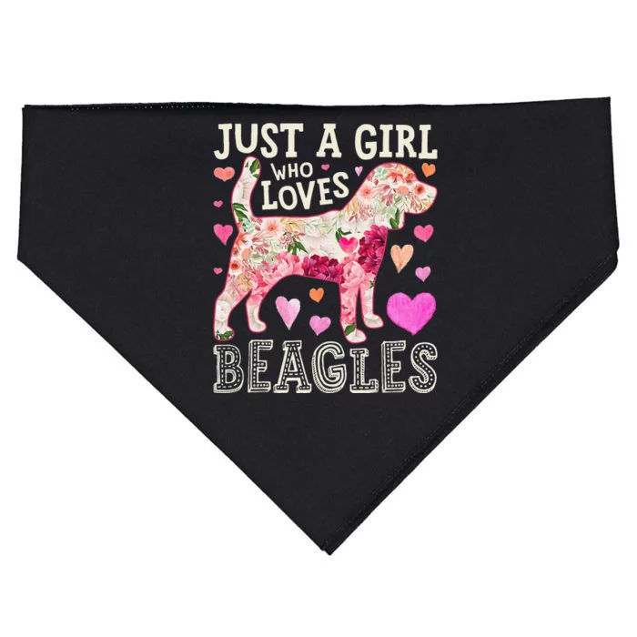 funny Just A Who Loves Beagles Dog Flower USA-Made Doggie Bandana