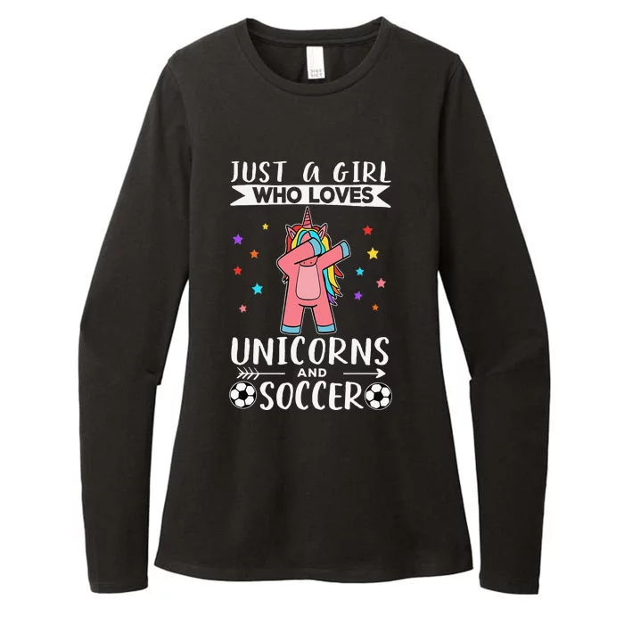 Funny Just A  Who Loves Unicorns And Soccer Womens CVC Long Sleeve Shirt