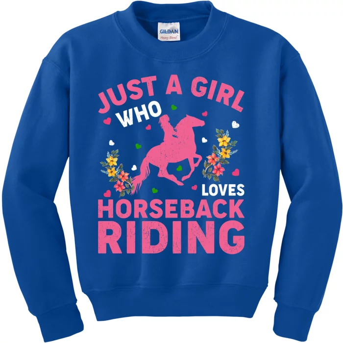 Funny Just A Who Loves Horseback Riding Gift Kids Sweatshirt