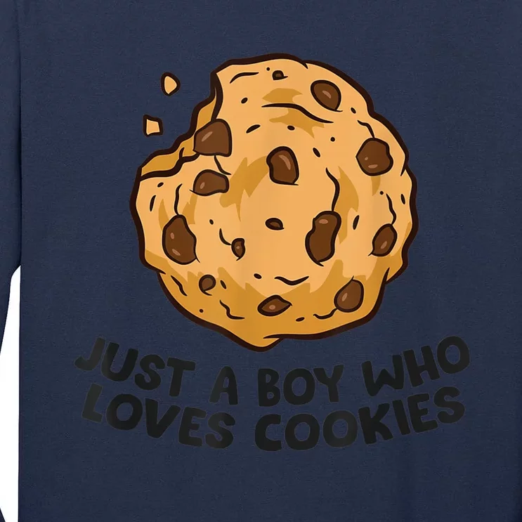 Funny Just A Boy Who Loves Cookies Gift Funny Chocolate Chip Cookies Gift Tall Long Sleeve T-Shirt