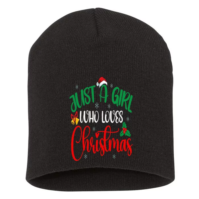 Funny Just A Girl Who Loves Christmas Short Acrylic Beanie