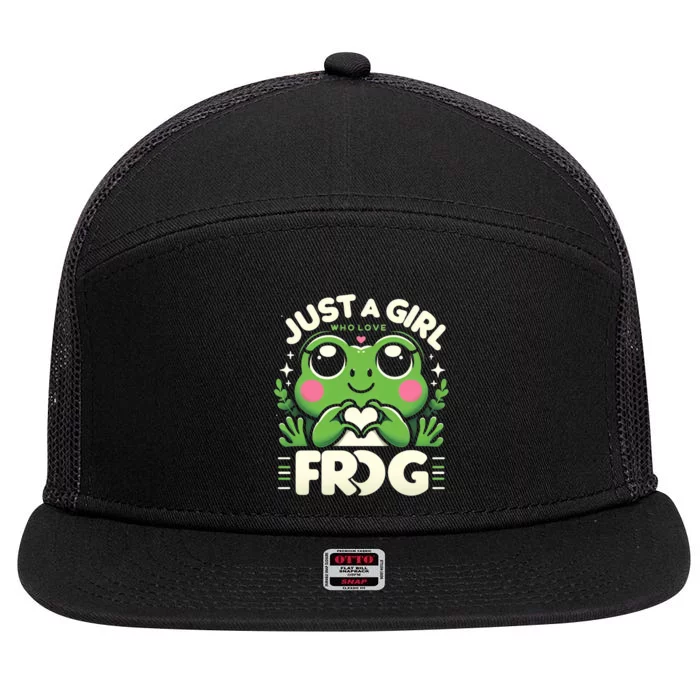 Frog Just A Girl Who Loves Frogs Funny Frog Lover 7 Panel Mesh Trucker Snapback Hat