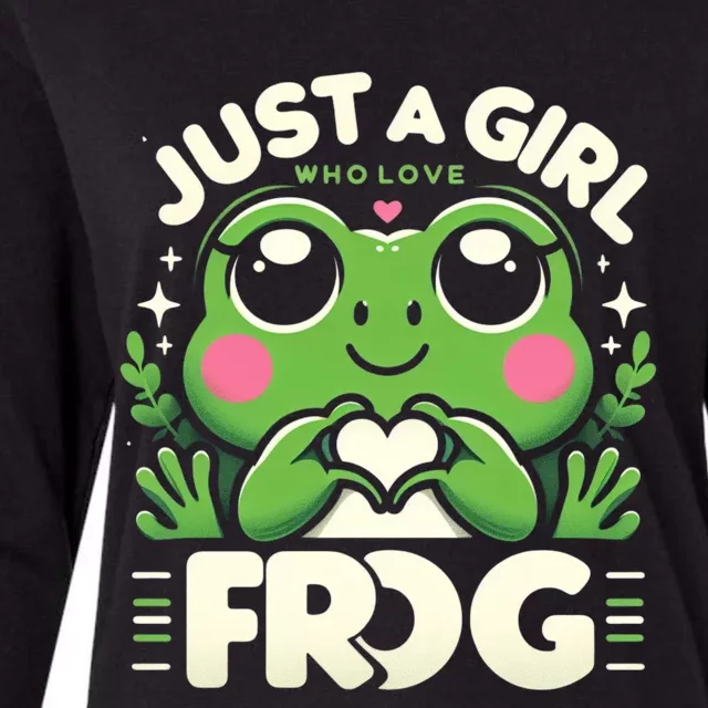 Frog Just A Girl Who Loves Frogs Funny Frog Lover Womens Cotton Relaxed Long Sleeve T-Shirt