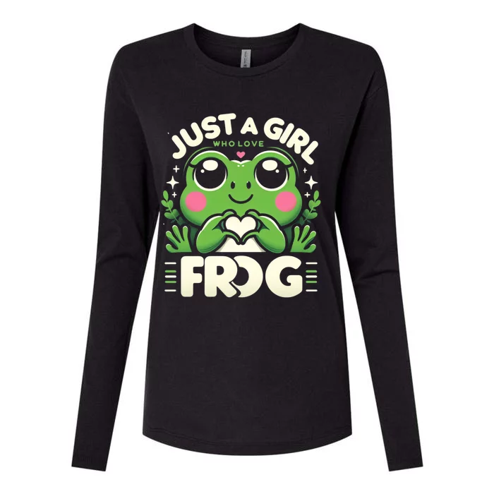 Frog Just A Girl Who Loves Frogs Funny Frog Lover Womens Cotton Relaxed Long Sleeve T-Shirt