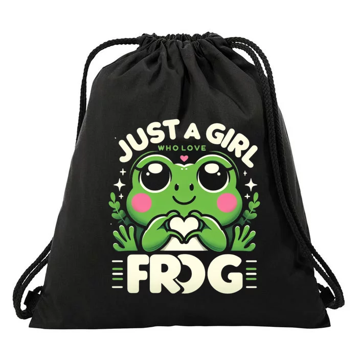 Frog Just A Girl Who Loves Frogs Funny Frog Lover Drawstring Bag