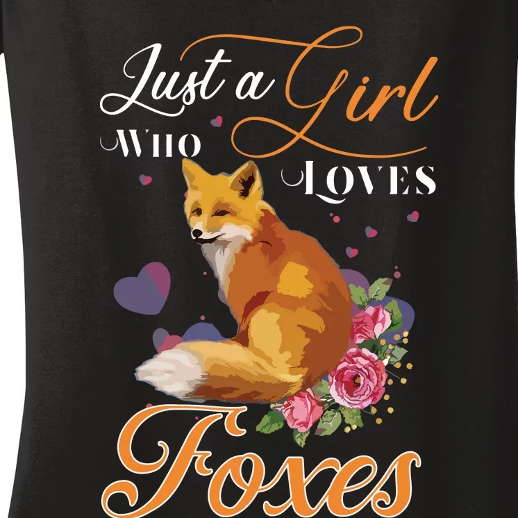 Fun Just A L Who Loves Foxes Coyote Lovers Women's V-Neck T-Shirt