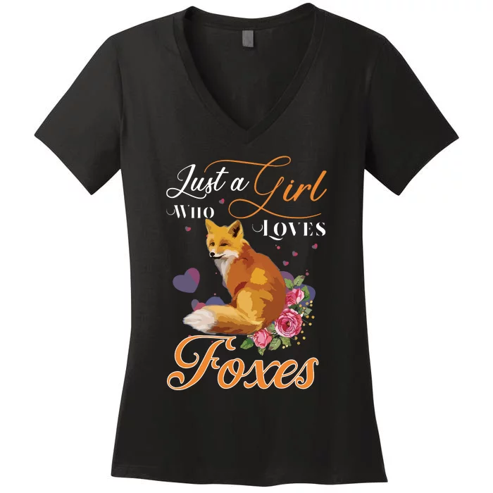 Fun Just A L Who Loves Foxes Coyote Lovers Women's V-Neck T-Shirt