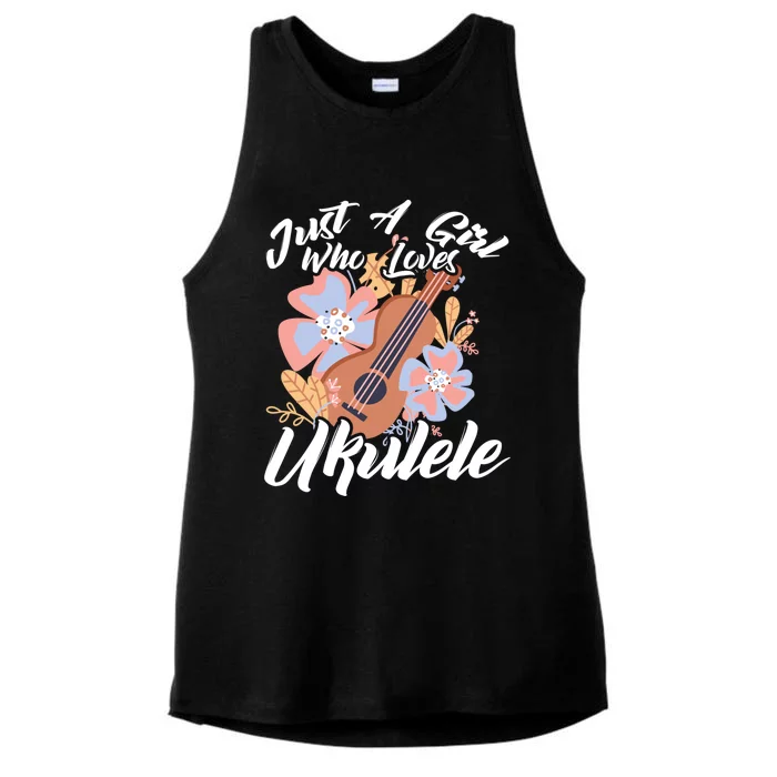 Funny Just A Who Love Ukulele Musician Ukulele Cute Gift Ladies Tri-Blend Wicking Tank