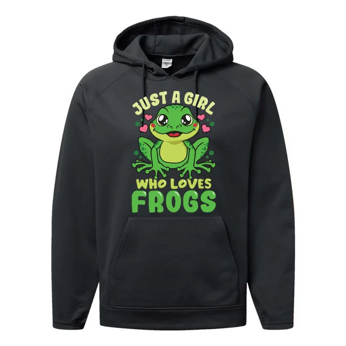 Frog Just A Who Loves Frogs Funny Frog Lover Gift Performance Fleece Hoodie