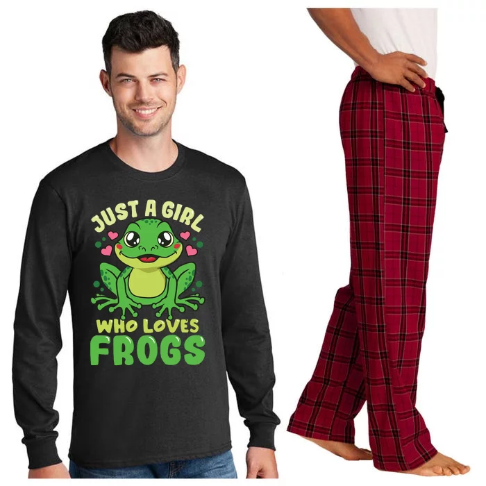 Frog Just A Who Loves Frogs Funny Frog Lover Gift Long Sleeve Pajama Set