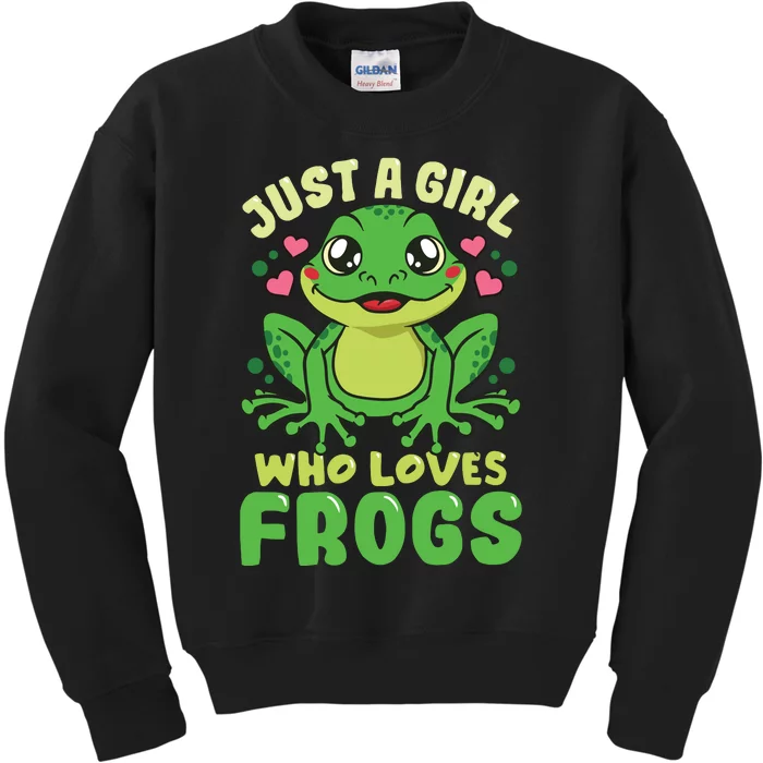 Frog Just A Who Loves Frogs Funny Frog Lover Gift Kids Sweatshirt