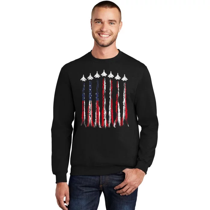 Fighter Jet Airplane USA Flag 4th Of July Patriotic Sweatshirt