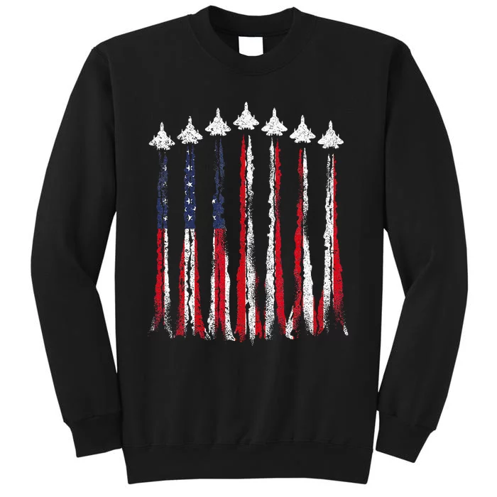 Fighter Jet Airplane USA Flag 4th Of July Patriotic Sweatshirt