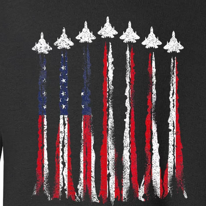 Fighter Jet Airplane USA Flag 4th Of July Patriotic Toddler Sweatshirt