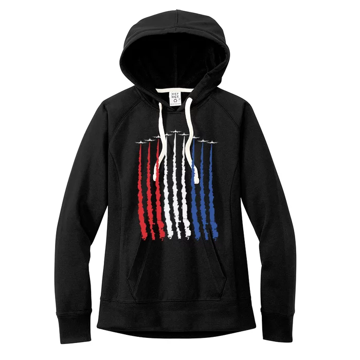 Fighter Jets Airplane American Flag 4th Of July Celebration Funny Gift Women's Fleece Hoodie