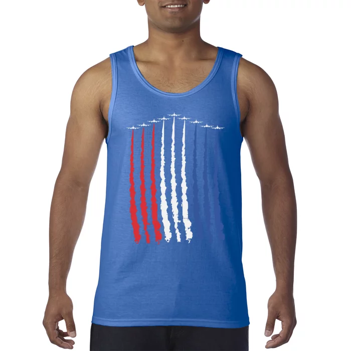 Fighter Jets Airplane American Flag 4th Of July Celebration Funny Gift Tank Top