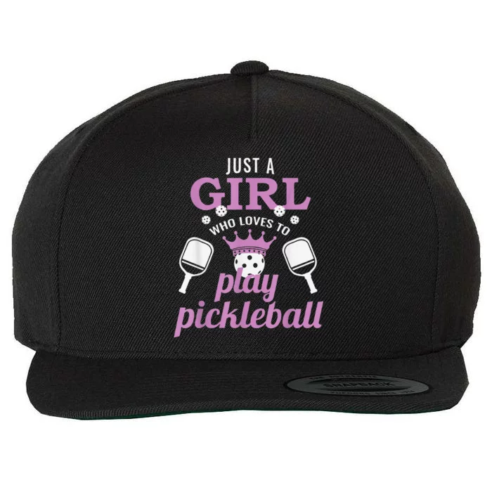 Funny Just A Girl Who Loves To Play Pickleball Wool Snapback Cap