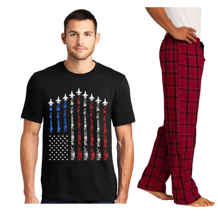 Fighter Jet Airplane Usa Flag Pajama Set