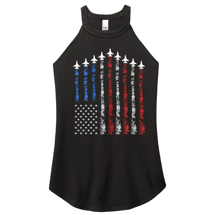 Fighter Jet Airplane Usa Flag Women’s Perfect Tri Rocker Tank