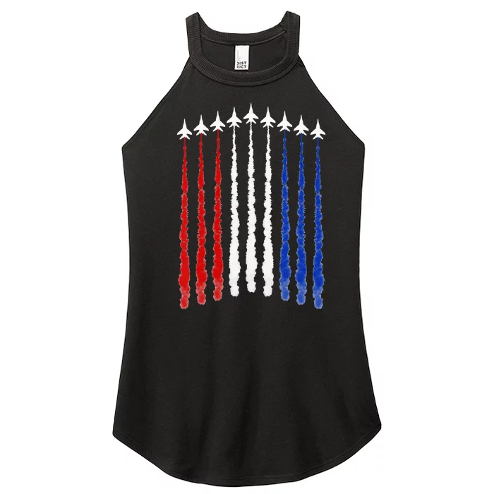 Fighter Jets Airplane American flag 4th of July celebration Women’s Perfect Tri Rocker Tank