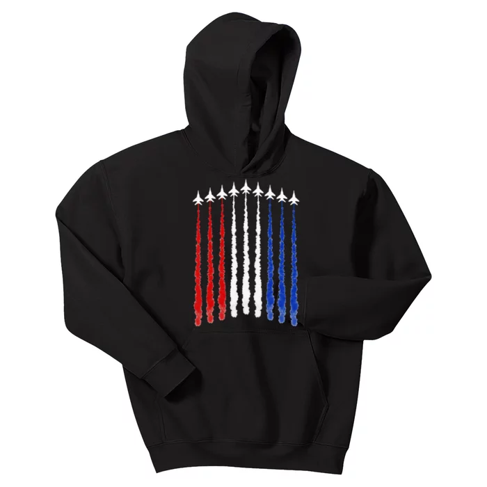 Fighter Jets Airplane American flag 4th of July celebration Kids Hoodie