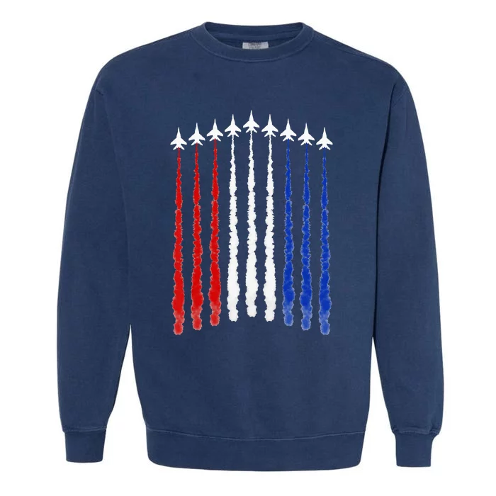 Fighter Jets Airplane American flag 4th of July celebration Garment-Dyed Sweatshirt