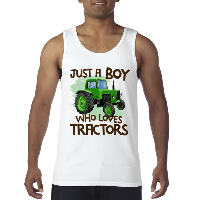 Farm Just A Boy Who Loves Tractors Gift Tank Top