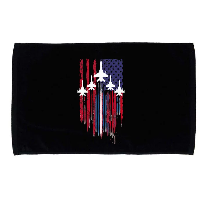 Fighter Jet Airplane American Flag Patriotic Microfiber Hand Towel