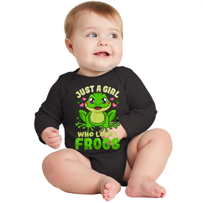 Frog Just A Girl Who Loves Frogs Funny Frog Lover Gift Baby Long Sleeve Bodysuit