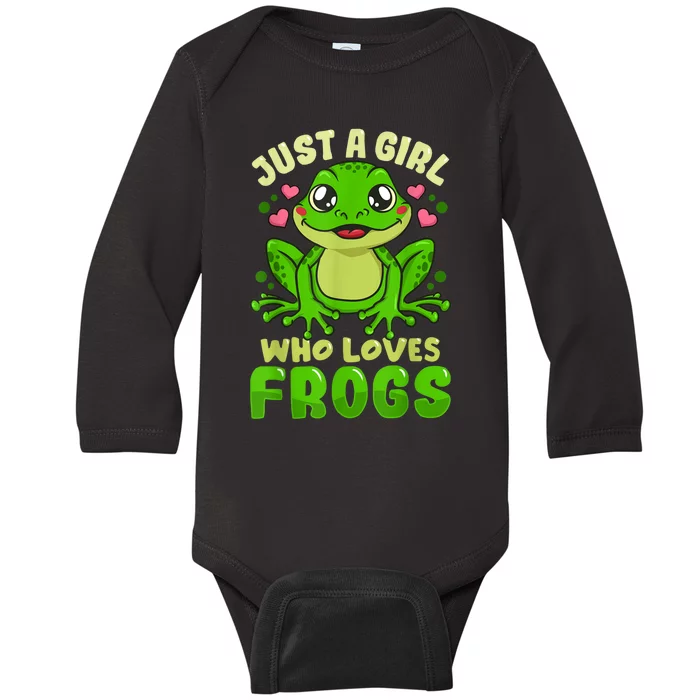 Frog Just A Girl Who Loves Frogs Funny Frog Lover Gift Baby Long Sleeve Bodysuit