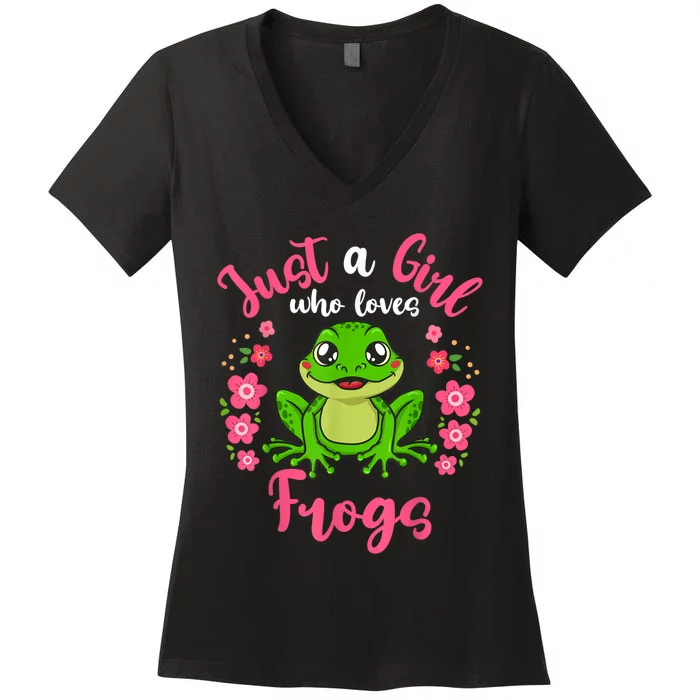 Frog Just A Girl Who Loves Frogs Women's V-Neck T-Shirt