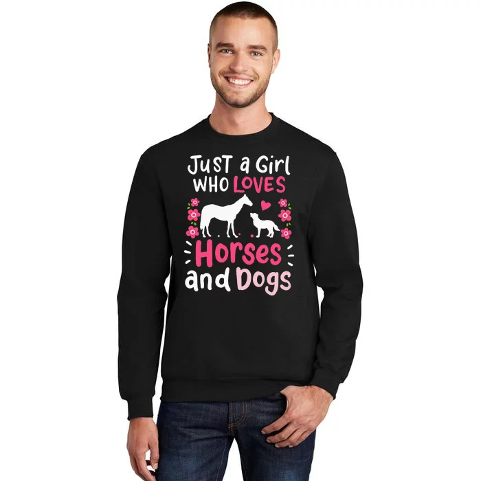 funny Just A Who Loves Horses And Dogs Tall Sweatshirt