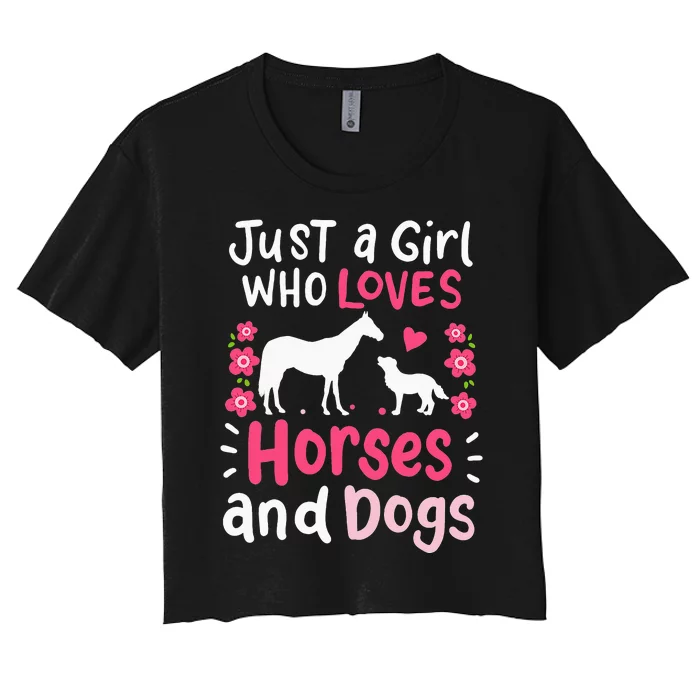 funny Just A Who Loves Horses And Dogs Women's Crop Top Tee