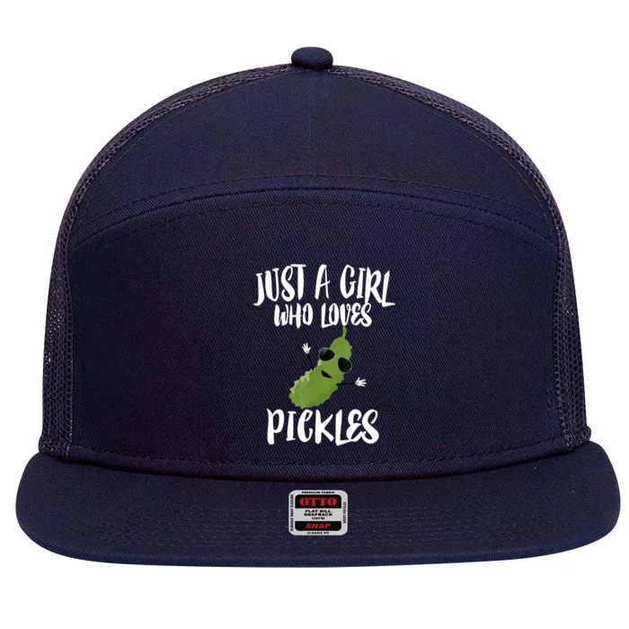 Funny Just A Girl Who Loves Pickles Gift Pickle Gift 7 Panel Mesh Trucker Snapback Hat