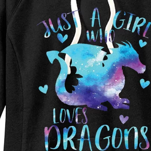 Funny Just A Girlss Who Loves Dragons Galaxy Space Dragon Cute Girlss Women's Fleece Hoodie