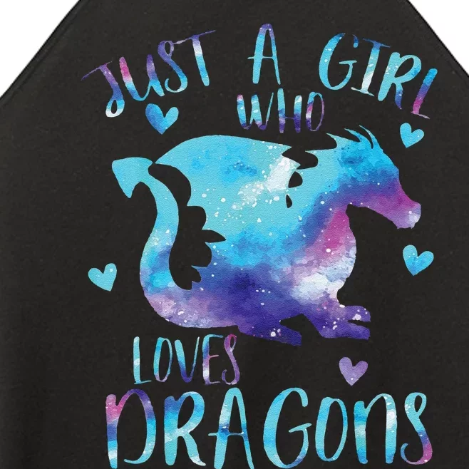 Funny Just A Girlss Who Loves Dragons Galaxy Space Dragon Cute Girlss Women’s Perfect Tri Rocker Tank