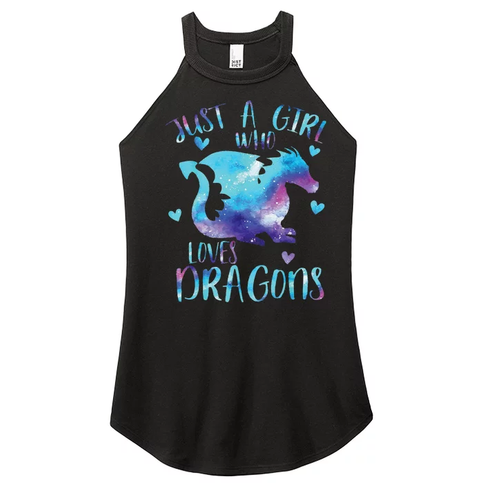 Funny Just A Girlss Who Loves Dragons Galaxy Space Dragon Cute Girlss Women’s Perfect Tri Rocker Tank