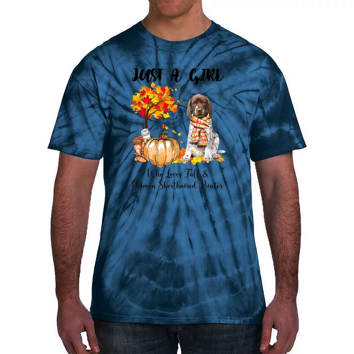 Funny Just A Girl Who Loves Fall And German Shorthaired Pointer Tie-Dye T-Shirt