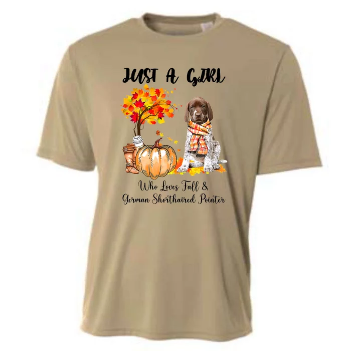 Funny Just A Girl Who Loves Fall And German Shorthaired Pointer Cooling Performance Crew T-Shirt