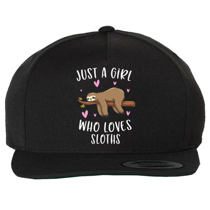 Funny Just A Girl Who Loves Sloths Gift Funny Sloth Gifts For Girls Gift Wool Snapback Cap