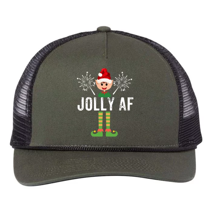 Funny Jolly Af Cute Christmas Elf Santa Hat And Meaningful Gift Retro Rope Trucker Hat Cap